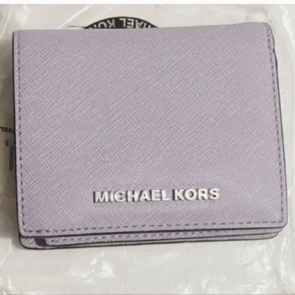 Michael Kors MK Jet Set Saffiano Leather Flap Wallet, Lilac, NWOT